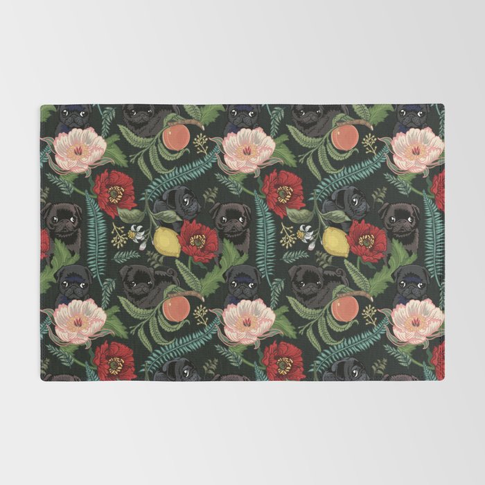 Botanical and Black Pugs Rug Gallery Image 2