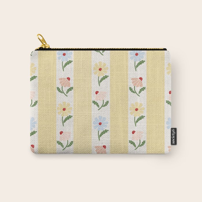 Sweet Floral Stripes - vintage yellow Carry All Pouch Gallery Image 1