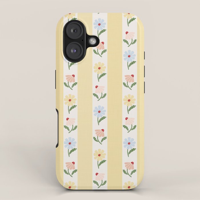 Sweet Floral Stripes - vintage yellow iPhone Case Gallery Image 1