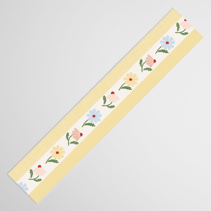 Sweet Floral Stripes - vintage yellow Table Runner Gallery Image 3