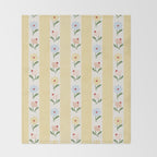 Sweet Floral Stripes - vintage yellow Throw Blanket Gallery Image 2