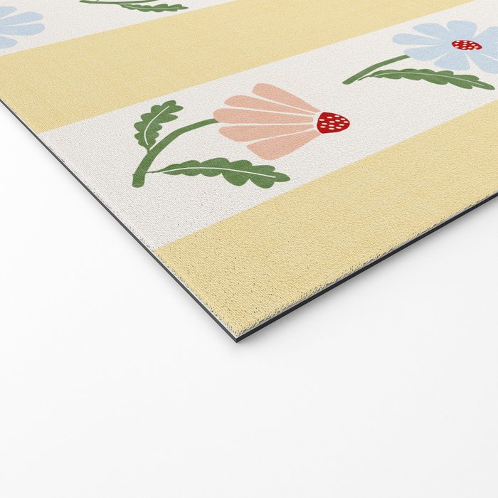 Sweet Floral Stripes - vintage yellow Welcome Mat Gallery Image 2