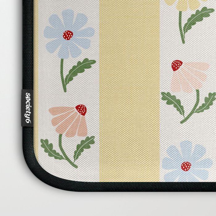 Sweet Floral Stripes - vintage yellow Laptop Sleeve Gallery Image 3