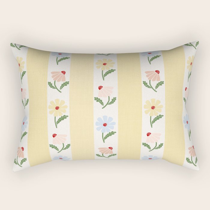 Sweet Floral Stripes - vintage yellow Rectangular Pillow Gallery Image 2