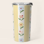 Sweet Floral Stripes - vintage yellow Travel Mug Gallery Image 2