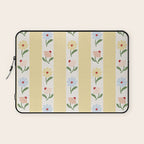Sweet Floral Stripes - vintage yellow Laptop Sleeve Gallery Image 1