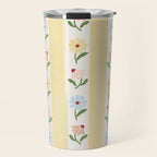 Sweet Floral Stripes - vintage yellow Travel Mug Gallery Image 1