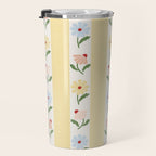 Sweet Floral Stripes - vintage yellow Travel Mug Gallery Image 3