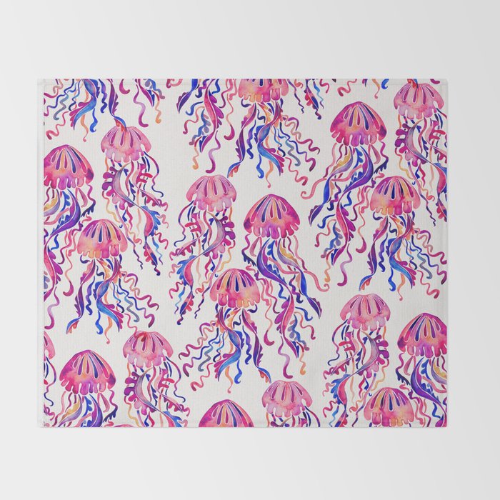 Jellyfish - Magenta Palette Throw Blanket Gallery Image 2