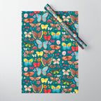 Cutie Butterfly Family - darkbg Wrapping Paper Gallery Image 1