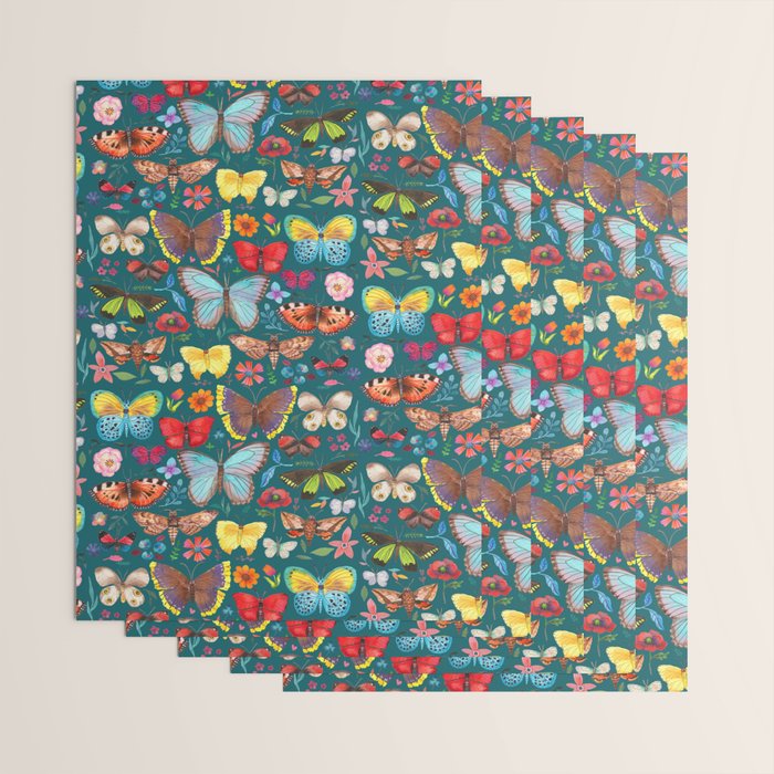 Cutie Butterfly Family - darkbg Wrapping Paper Gallery Image 3