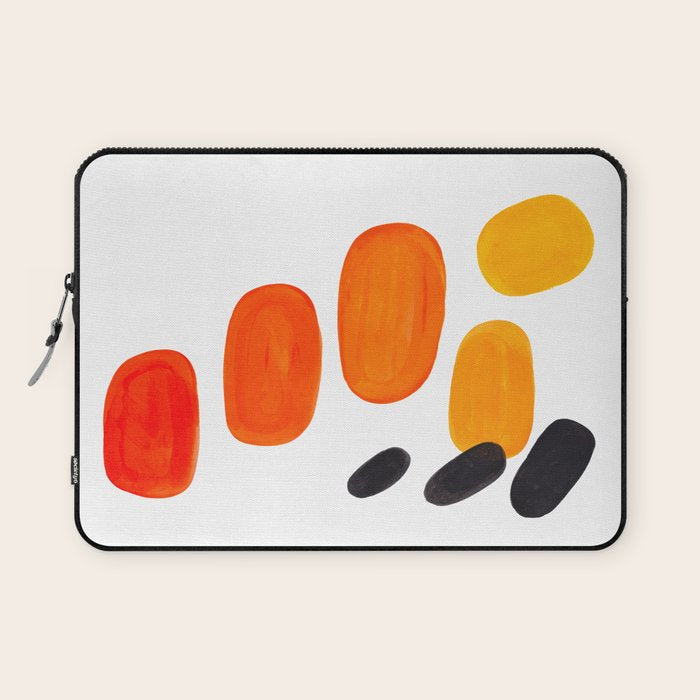 Mid Century Modern Colorful Minimal Pop Art Yellow Orange Ombre Rainbow Gradient Pebble Ovals Laptop Sleeve Gallery Image 1
