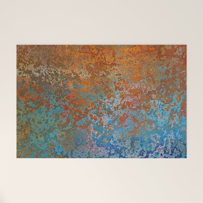 Vintage Rust, Terracotta and Blue Welcome Mat Gallery Image 1