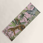 Chinoiserie Exotic Jungle Tiger Zebra Palms Pink Fresco Art Yoga Mat Gallery Image 1