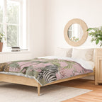 Chinoiserie Exotic Jungle Tiger Zebra Palms Pink Fresco Art Duvet Cover Gallery Image 2
