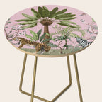 Chinoiserie Exotic Jungle Tiger Zebra Palms Pink Fresco Art Side Table Gallery Image 2