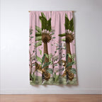 Chinoiserie Exotic Jungle Tiger Zebra Palms Pink Fresco Art Window Curtain Gallery Image 3