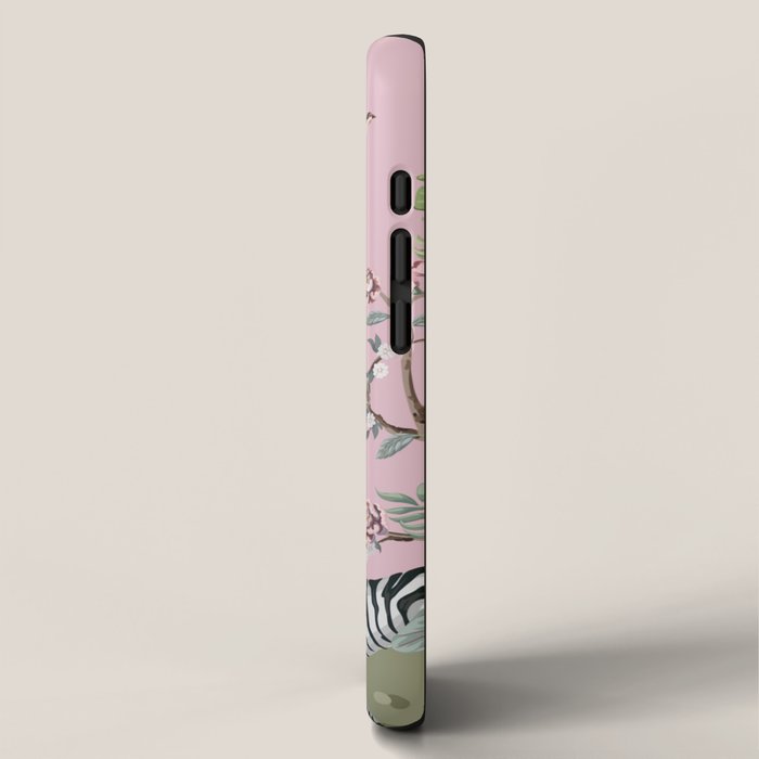 Chinoiserie Exotic Jungle Tiger Zebra Palms Pink Fresco Art iPhone Case Gallery Image 2
