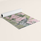 Chinoiserie Exotic Jungle Tiger Zebra Palms Pink Fresco Art Yoga Mat Gallery Image 2