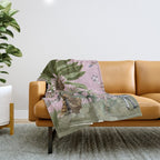 Chinoiserie Exotic Jungle Tiger Zebra Palms Pink Fresco Art Throw Blanket Gallery Image 1