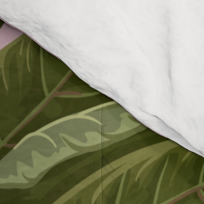 Chinoiserie Exotic Jungle Tiger Zebra Palms Pink Fresco Art Comforter Gallery Image 4