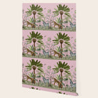 Chinoiserie Exotic Jungle Tiger Zebra Palms Pink Fresco Art Wallpaper Gallery Image 2