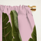 Chinoiserie Exotic Jungle Tiger Zebra Palms Pink Fresco Art Window Curtain Gallery Image 2