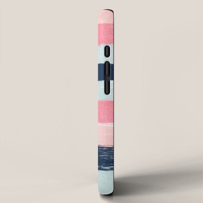 Striped painted coral mint navy pink pattern stripes minimalist iPhone Case Gallery Image 2