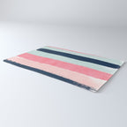 Striped painted coral mint navy pink pattern stripes minimalist Rug Gallery Image 3
