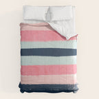 Striped painted coral mint navy pink pattern stripes minimalist Comforter Gallery Image 6