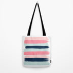 Striped painted coral mint navy pink pattern stripes minimalist Tote Bag Gallery Image 2