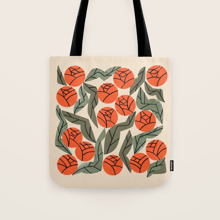 Hot Orange Blooms Tote Bag Gallery Image 1