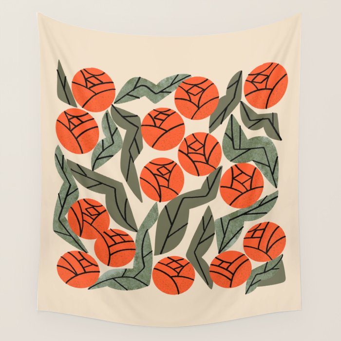 Hot Orange Blooms Wall Tapestry Gallery Image 4