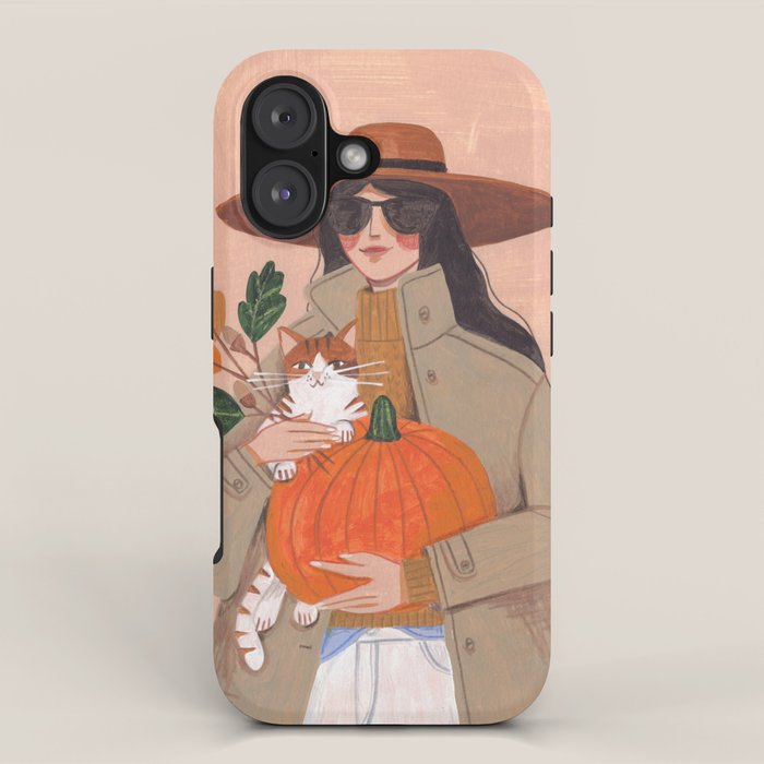 Woman in autumn in warm earth tones iPhone Case Gallery Image 1