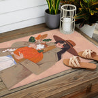 Woman in autumn in warm earth tones Outdoor Rug Gallery Image 2