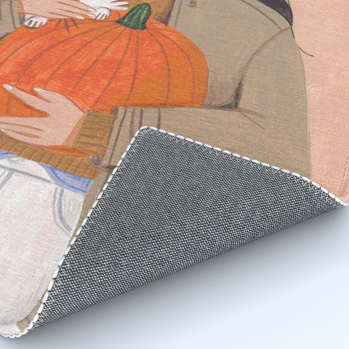 Woman in autumn in warm earth tones Rug Gallery Image 4
