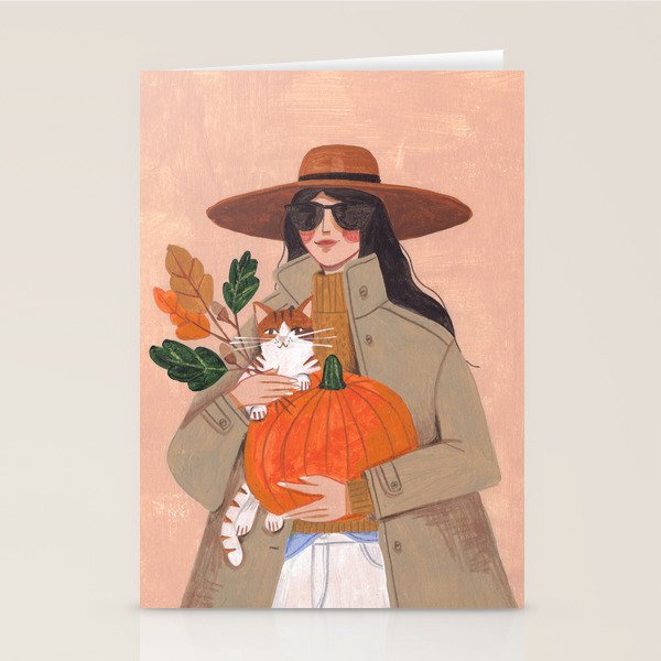 Woman in autumn in warm earth tones Stationery Card Gallery Image 2