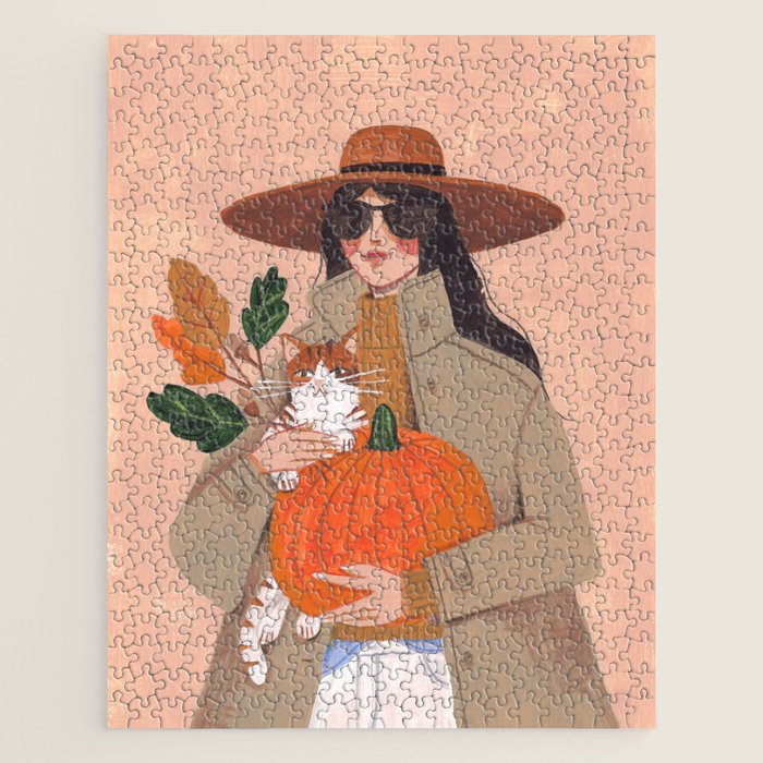 Woman in autumn in warm earth tones Jigsaw Puzzle Gallery Image 1