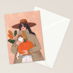 Woman in autumn in warm earth tones Stationery Card Gallery Image 2