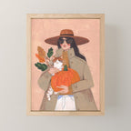 Woman in autumn in warm earth tones Mini Art Print Gallery Image 1