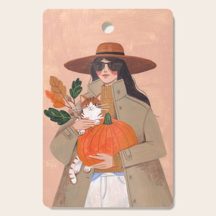 Woman in autumn in warm earth tones Cutting Board Gallery Image 1