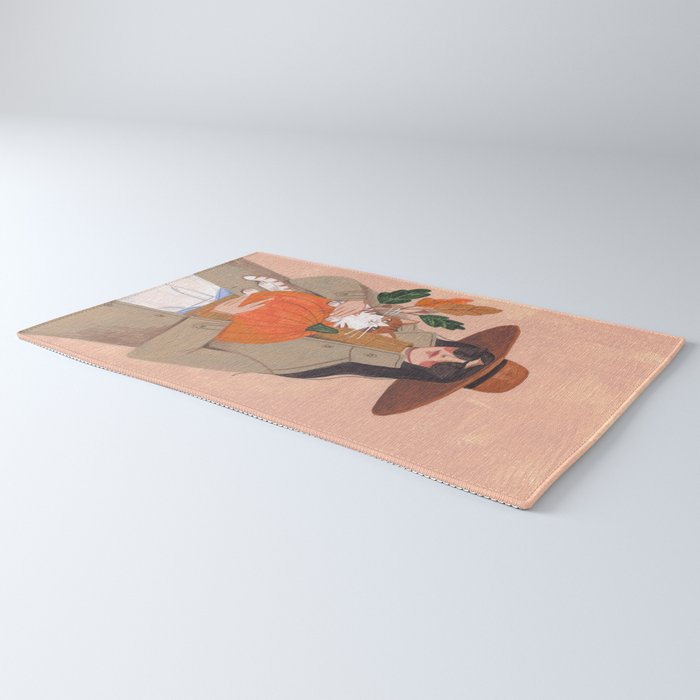 Woman in autumn in warm earth tones Rug Gallery Image 3
