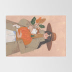 Woman in autumn in warm earth tones Rug Gallery Image 2