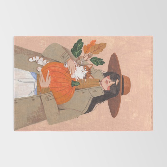 Woman in autumn in warm earth tones Rug Gallery Image 2