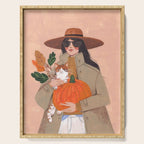 Woman in autumn in warm earth tones Serving Tray Gallery Image 1