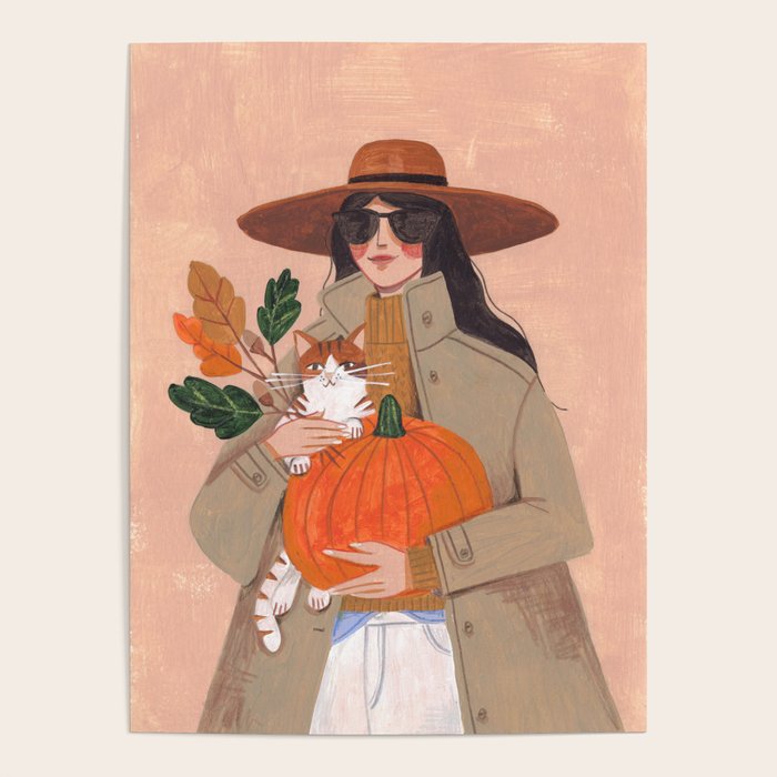 Woman in autumn in warm earth tones Poster Gallery Image 4