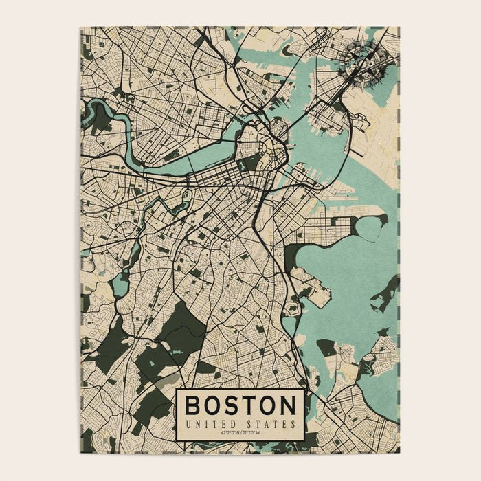 Boston City Map of the United States - Vintage Poster Gallery Image 4