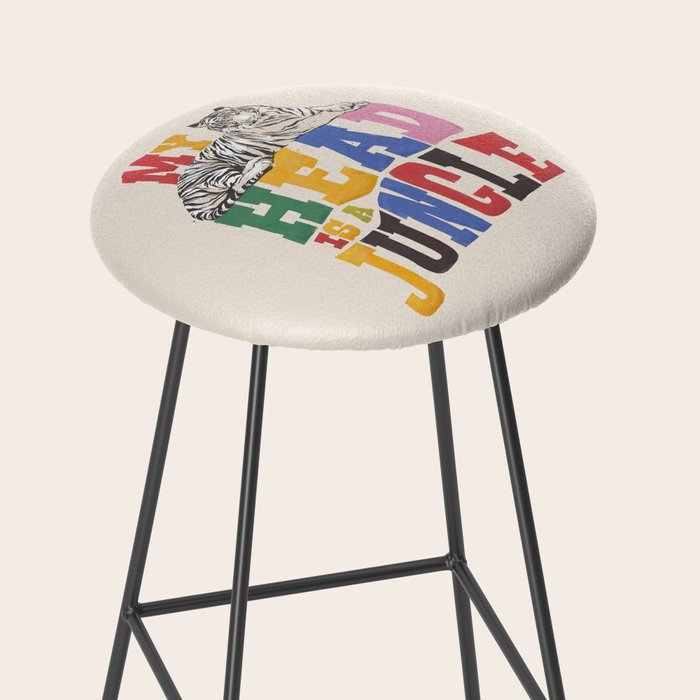 My Head Is A Jungle - Tiger Colorful Type Stool Gallery Image 2