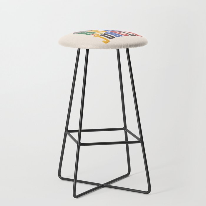 My Head Is A Jungle - Tiger Colorful Type Stool Gallery Image 1