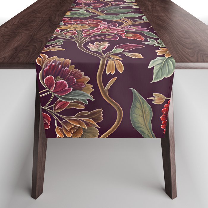 Casbah Magenta Burgundy Floral Table Runner Gallery Image 1